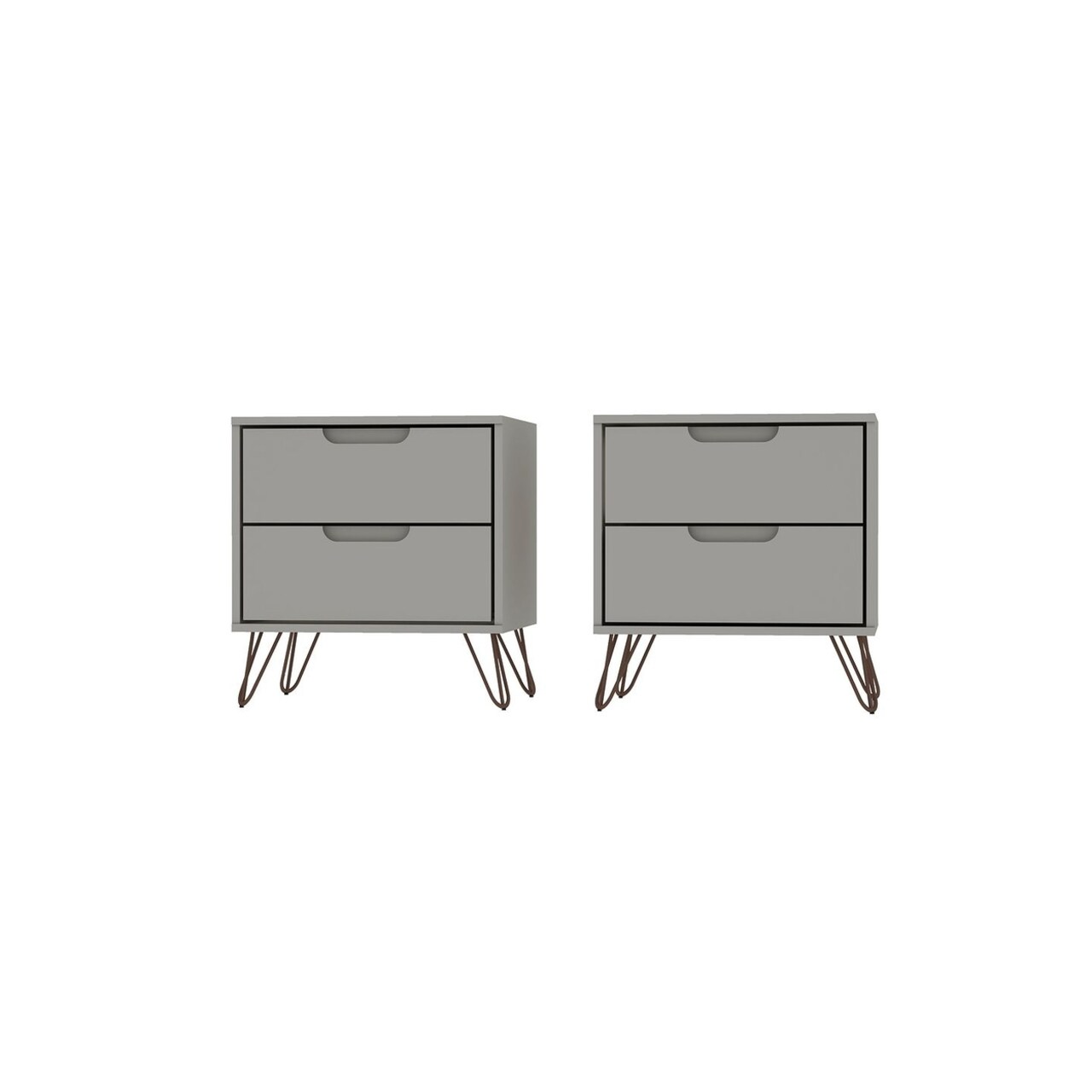 Manhattan Comfort Rockefeller 2-Drawer White Nightstand (Set of 2)